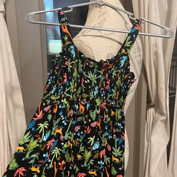 Wonder Nation black & colorful safari palm tree animals long dress Medium (7-8)​ - Picture 2 of 8
